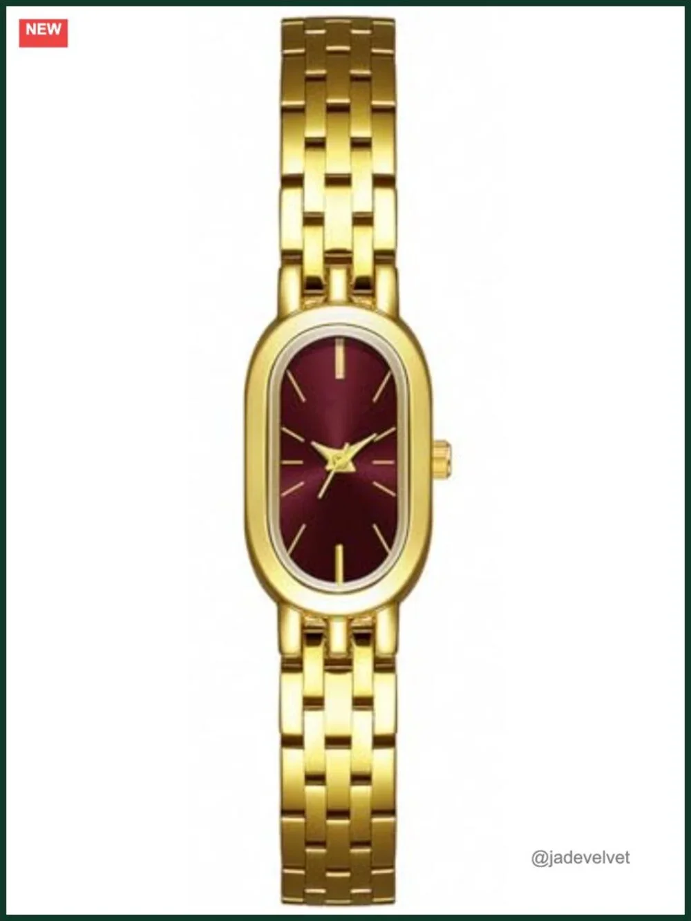 Vintage Oval Case Gold-Tone Women's Watch, Stainless Steel Bracelet,